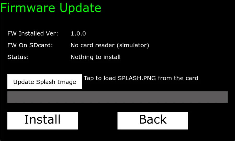 Helm Deck 5 firmware update screen