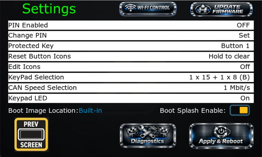 Helm Deck 5 settings